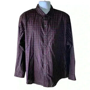 Van Heusen Shirt Button Front Plaid Shirt Men's Size XL Long Sleeves Top
